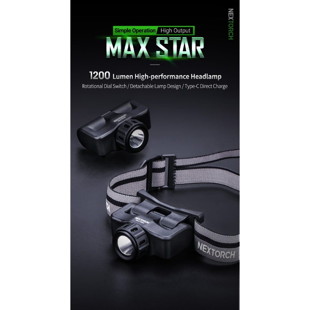 NEXTORCH Max Star | 1200 Lumen Rechargeable LED Headlamp