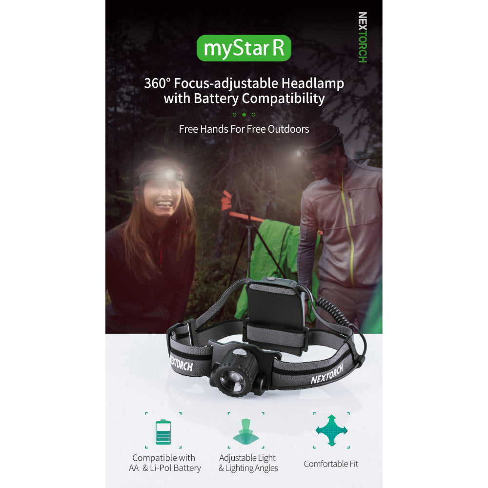 NEXTORCH MyStarR | 760 Lumen Dual Battery Headlamp