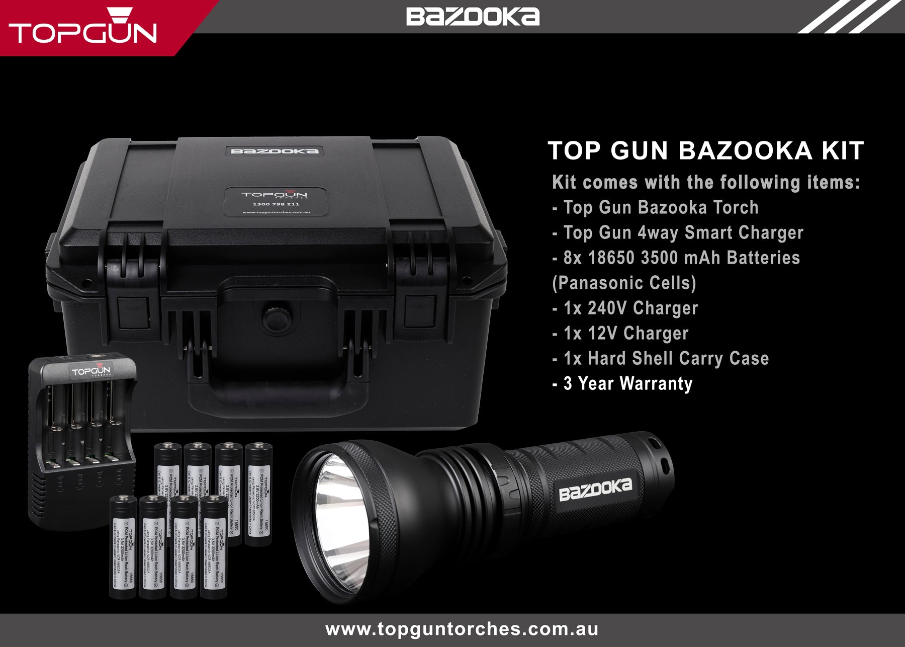 Top Gun Bazooka Camping Torch- 1400 metre beam distance