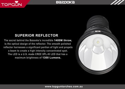 Top Gun Bazooka Camping Torch- 1400 metre beam distance
